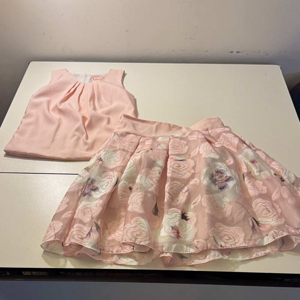 Floral Pink Kids Skirt and Top Set